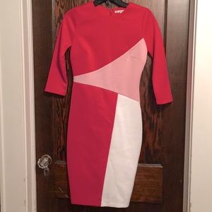 Pink Color Block Scuba Dress